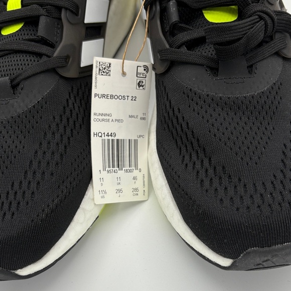 Adidas Black and White Running Shoes with Neon Highlights - Picture 2 of 5